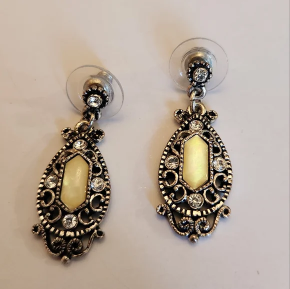 Vintage 1928 victorian style earrings crystal - Picture 3 of 5